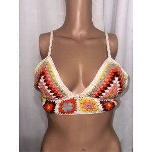 Beautiful Forever 21 multicolored Color floral Crochet Top  Swim Suit Top Size m